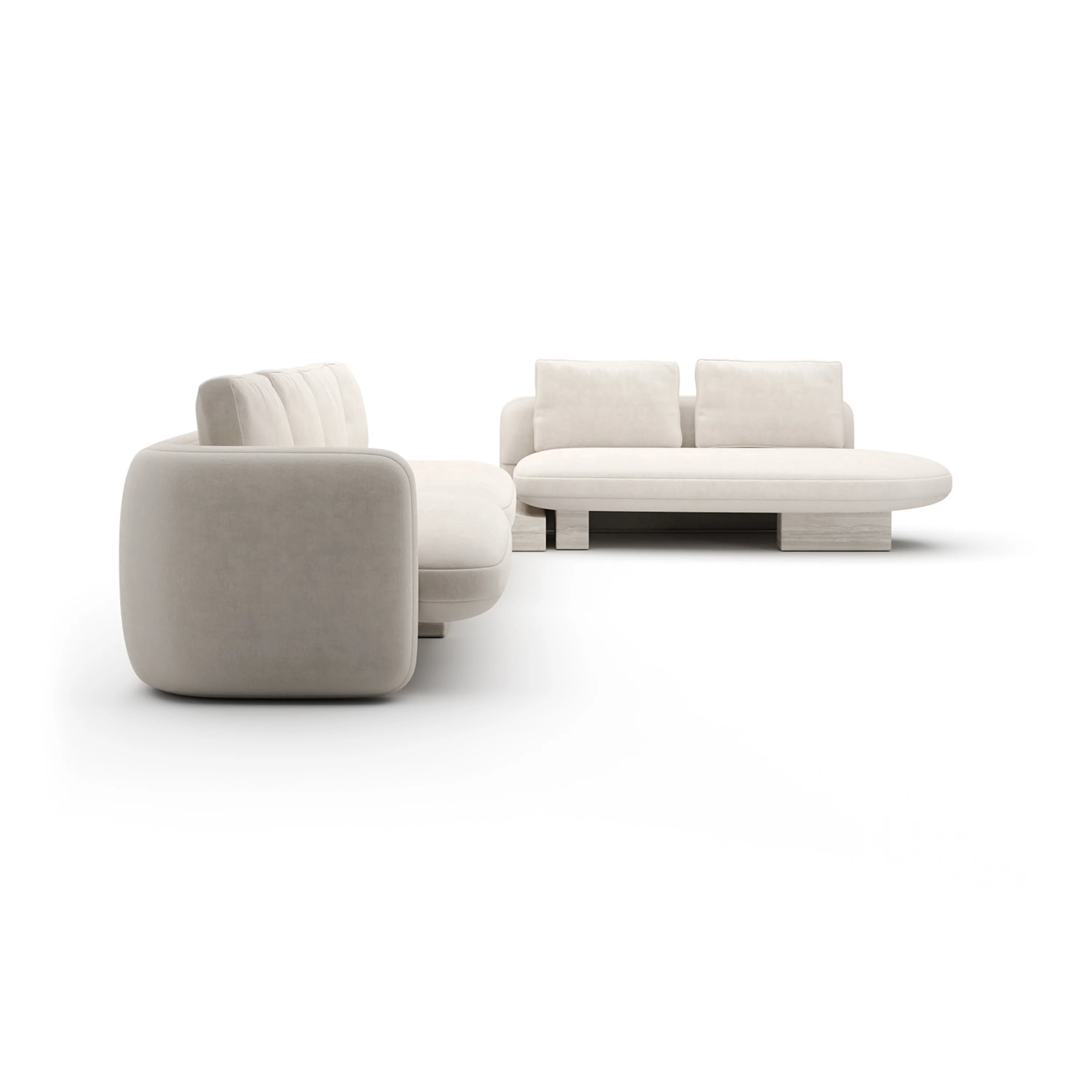 Overlap L Bumper Sectional Ecru - Image 3